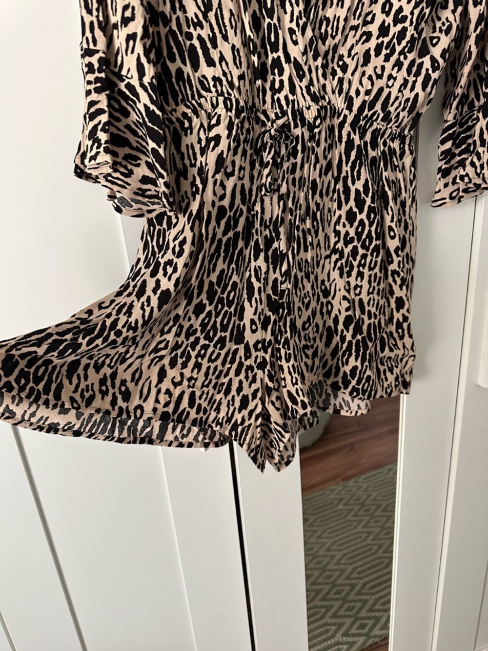 Express Beige and Black Leopard Print Romper - Picture 2 of 5